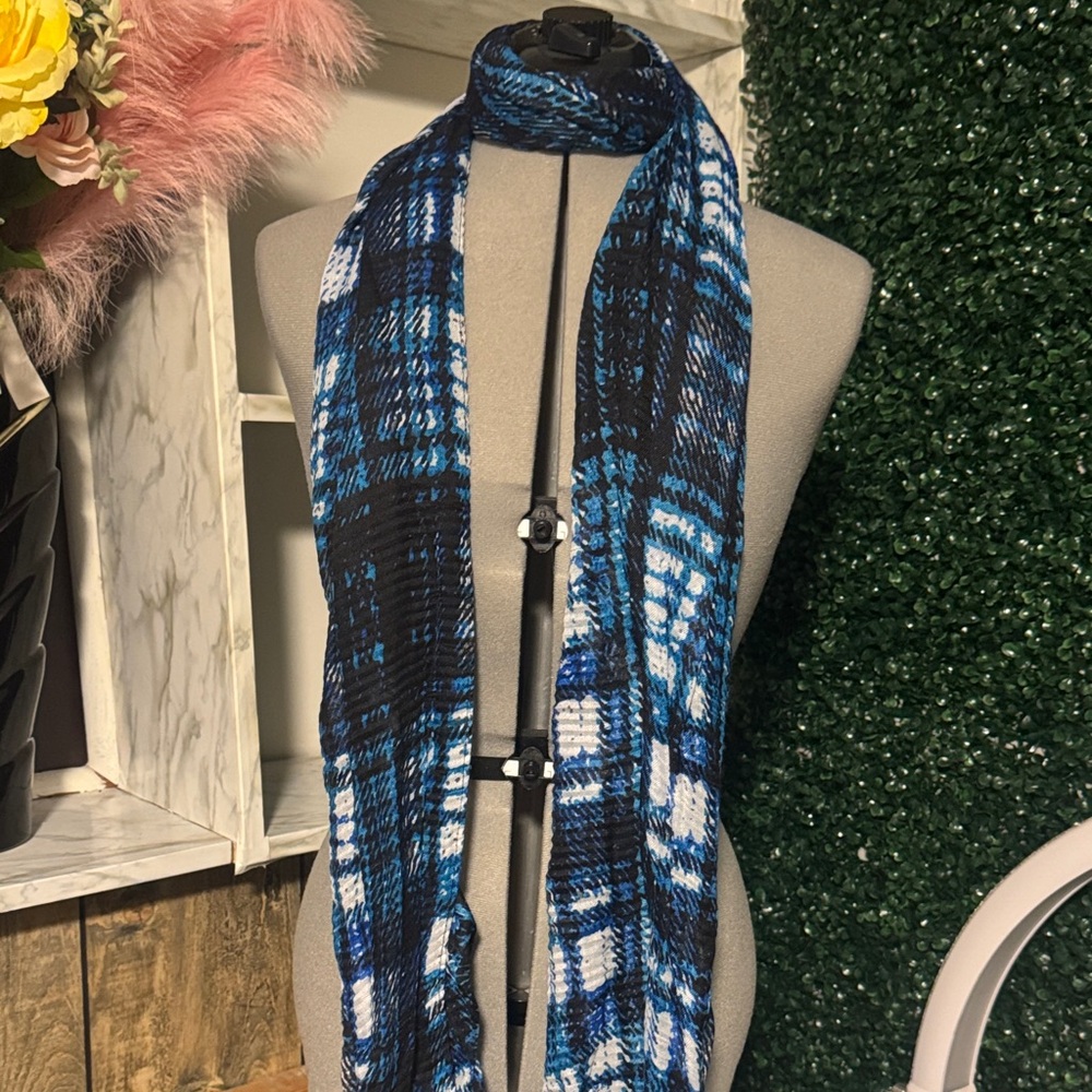 Blue and Black Plaid Scarf